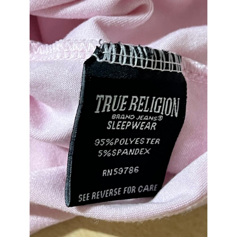 True Religion Women Pajama Top Size L Pink Short Sleeve Button Down Sleepwear - Picture 3 of 8